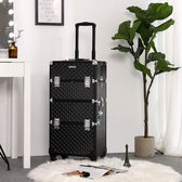 trolley, make-up koffer, cosmetische koffer, voor nageldesign, make-up organizer, koffer met draagtas, zwart JHZ04B