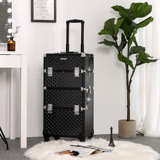 Valise De Maquillage Professionnel 4-en-1, Roulettes À 360°, Argent -  Vanity - Trousse de toilette BUT