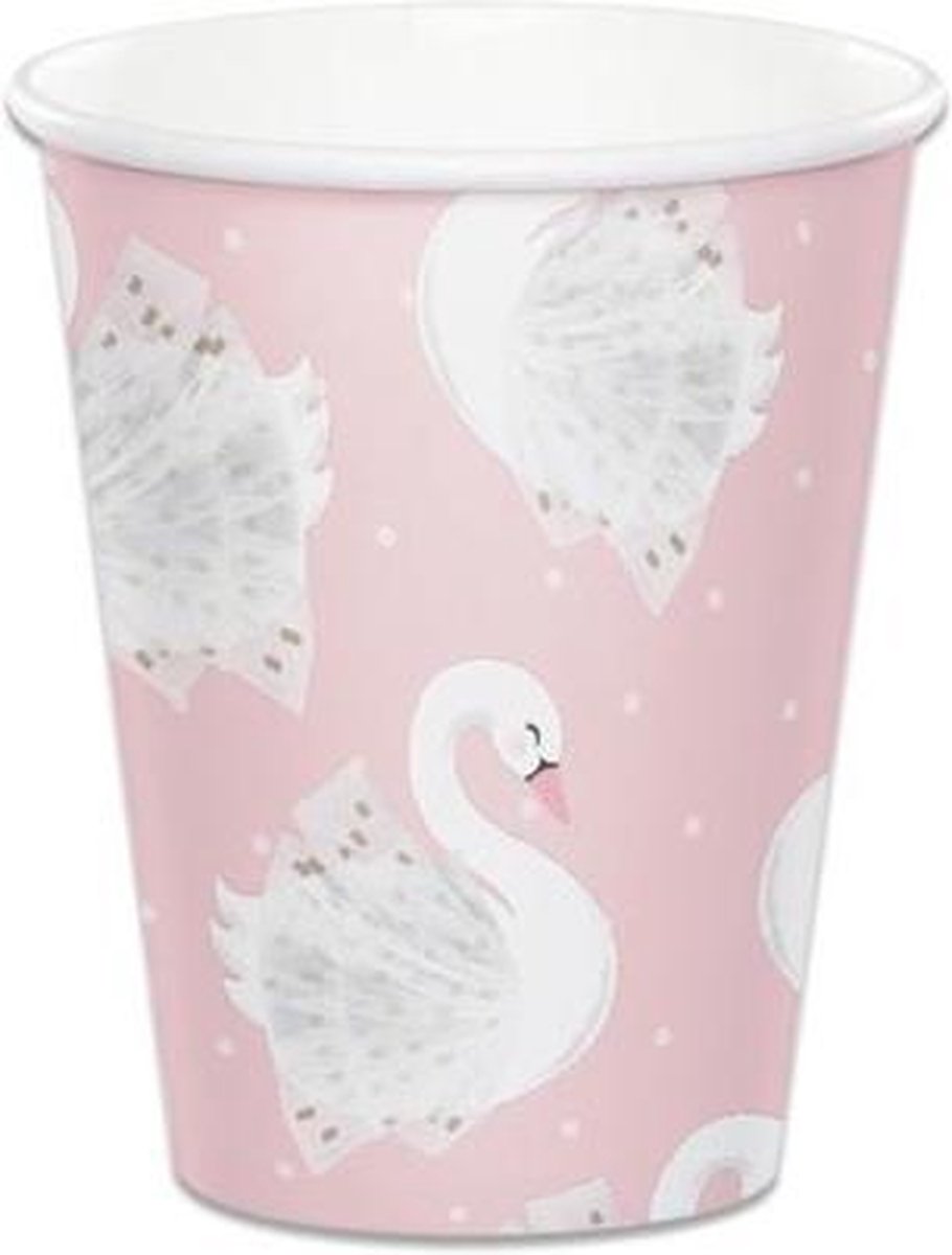 Witbaard Feestbekers Stylish Swan Meisjes 266 Ml Karton 8 Stuks