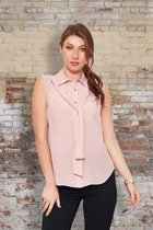 Top Dames Blouse Verfijnd Strik Mouwloos Geel - 44