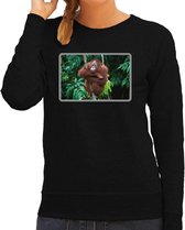 Dieren sweater apen foto - zwart - dames - natuur / Orang Oetan aap cadeau trui - kleding / sweat shirt S