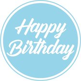30x stuks bierviltjes/onderzetters Happy Birthday  10 cm - Verjaardag versieringen licht blauw
