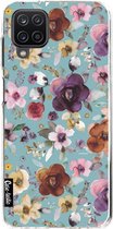 Casetastic Samsung Galaxy A12 (2021) Hoesje - Softcover Hoesje met Design - Flowers Soft Blue Print