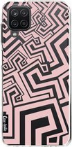 Casetastic Samsung Galaxy A12 (2021) Hoesje - Softcover Hoesje met Design - Abstract Pink Wave Print