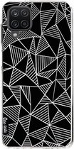 Casetastic Samsung Galaxy A12 (2021) Hoesje - Softcover Hoesje met Design - Abstraction Lines Black Print