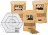 Koudrook pakket – Koud rook Generator + Rookmot Appel - Hickory - Eik 1,5Kg bundel