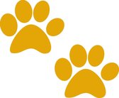 Hondenpootje / hondenpootjes - geel - autostickers - 2 stuks – 9,5 cm x 11,5 cm – hondenpoot - hondensticker
