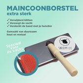 Main coon Borstel - Handzaam - Sterk - Duurzaam hout en metaal - Maakt de vacht van je  Main coon weer klit- en viltvrij - kattenvacht borstel