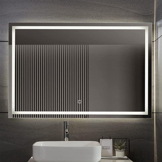 Miroir de salle de bain LED 120x80 cm dimmable, fonction anti-buée | bol.com