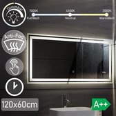 LED Badkamer spiegel 120x 60 cm, digitale klok, dimbaar, anticondensfunctie