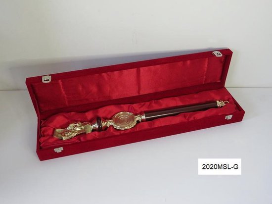 Scepter Carnaval, Model met 2 maskers, goud/mahonie (2020MSL-G)