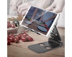 Tablet Houder - Zwart - Telefoon Houder - Universele Verstelbare - Desk Stand Opladen Ruimte - Ipad Houder