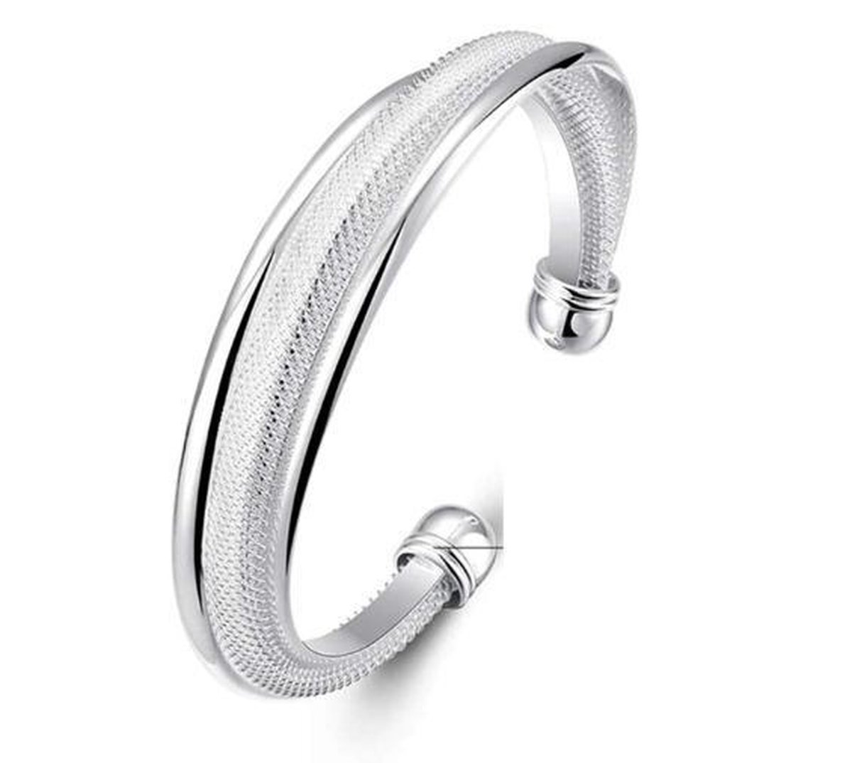 925 Sterling Zilveren Sieraden Grote Gereticuleerd Bangle Armband Vrouwen