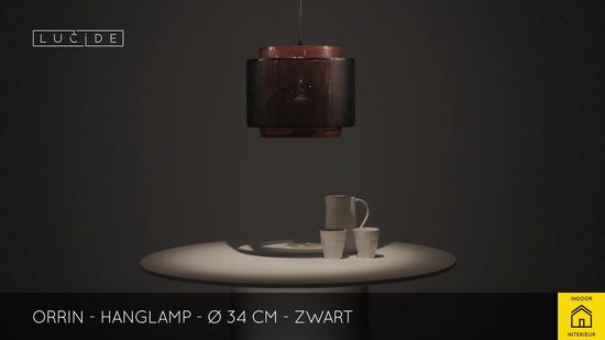 Aankondiging Cater een kopje Lucide ORRIN - Hanglamp - Ø 34 cm - E27 - Zwart | bol.com