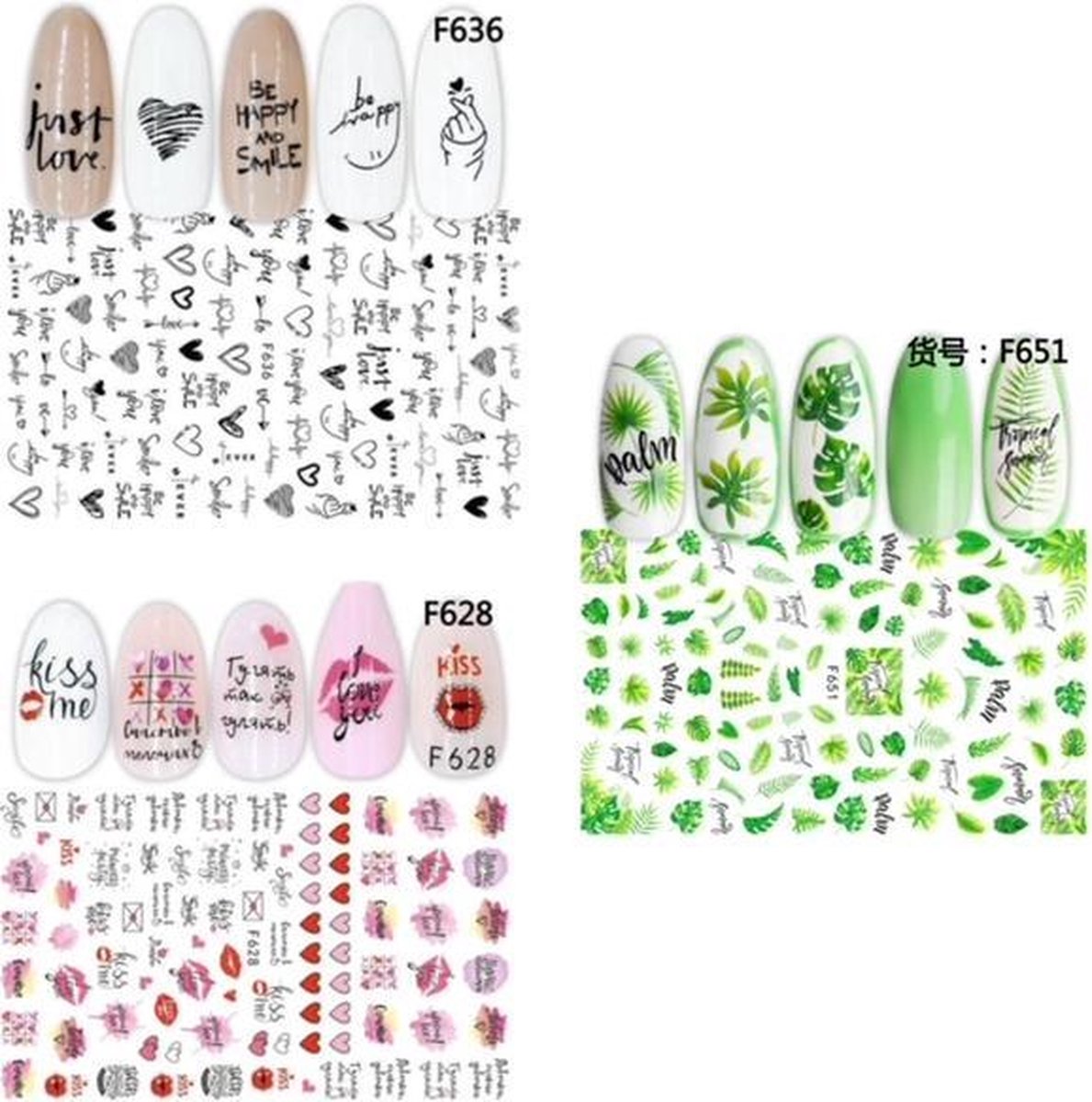 Goedkoopste GUAPÀ - Nail Art 3D Sticker Set - Nagel Decoratie & Versiering Folie - 3 Zelfklevende Sticker Vellen