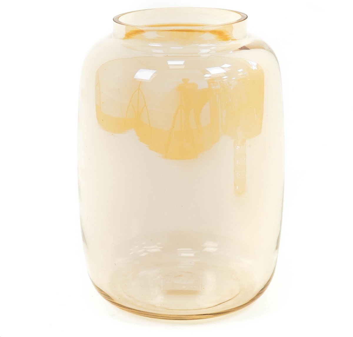 Housevitamin - Ronde Glazen Bloemenvaas / Vaas - Ø18 cm - Hoogte 25 cm - Beige