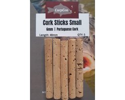 Cork Sticks 'Small' - 6mm - 5 stuks - Portugese Kurk Sticks voor Uitbalanceren van Pop-Up, Hookbaits, Tijgernoten en Wafters