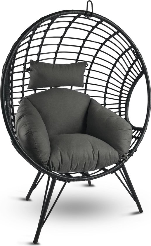 Oneerlijk medeklinker Afdaling MaxxGarden Lounge stoel - tuinstoel op poten - ei-vormige hangstoel - grijs  - met... | bol.com