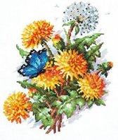 borduurpakket paardenbloemen met vlinder