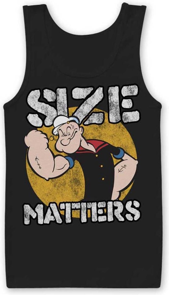 Popeye Tanktop -S- Size Matters Zwart