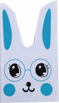 50x Uitdeelzakjes Wit - Blauw Konijn 13 x 22 cm - Plastic Traktatie Kado Zakjes - Snoepzakjes - Koekzakjes - Koekje - Cookie Bags - Pasen - Kinderverjaardag
