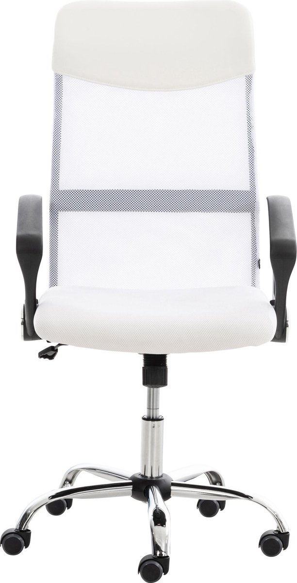 Bureaustoel - Kantoorstoel - Design - In hoogte verstelbaar - Hoge rugleuning - Mesh - Wit - 60x53x118 cm