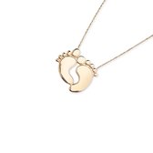 Hemels juwelier- 14k geelgouden ketting met hanger- Geweldig cadeau voor moeders- Cadeautje- HML712- Dames- Goud- Voetjes