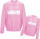 Sweater lichtroze-meisje-Love my mama-twinnen-Maat 5/6 jaar