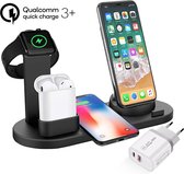 4 in 1 Draadloze Oplader + Fast Charge Adapter - Oplaadstation Geschikt voor Apple iPhone, Apple Watch en AirPods - Qi Draadloze Oplader - Docking Station