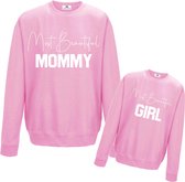 Sweater lichtroze mama-Most beautiful mommy-twinnen-Maat S
