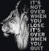 Canvas Schilderij - Quote - Leeuw Never Give Up No2 - 60 x 60 cm