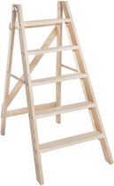 Huishoudtrap 7 treden - Stahoogte 128 cm - Houten trap - Keukentrapje hout - Werktrap - Grenen trap
