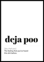 Poster Deja Poo - 30x40 cm met fotolijst - WC poster - WALLLL