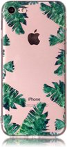 GadgetBay Transparante TPU case bladeren iPhone 7 8 SE 2020 hoesje Palm Jungle - Groen Doorzichtig