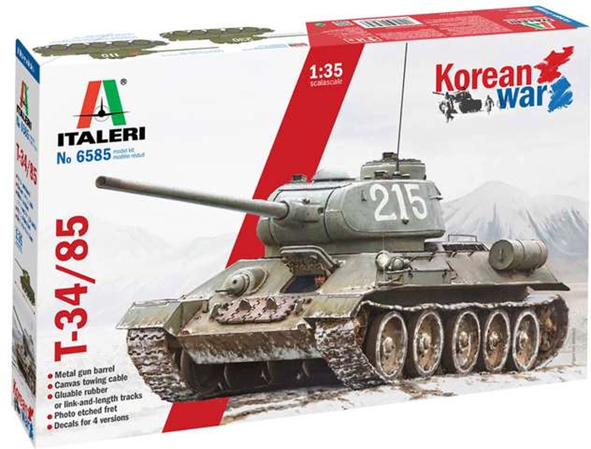 Italeri 1:35 6585 T-34 85 Tank Korean War Plastic kit
