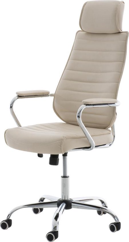 Chaise de bureau - Chaise - Design - Matelassé - Cuir artificiel - Crème - 59x57x128 cm