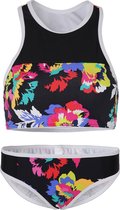 Jongedames bikini sport Retro- Multi color flowers - S (Valt klein)