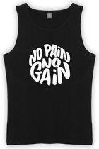 Zwarte Tanktop “ No Gain No Pain “ maat XL