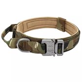 Militaire Tactische Halsband Duitse Shepard Medium Grote Hond Halsbanden Voor Walking Training Duarable Halsband Controle Handvat- Donkergroen olijf bruin- XL (50-62cm)