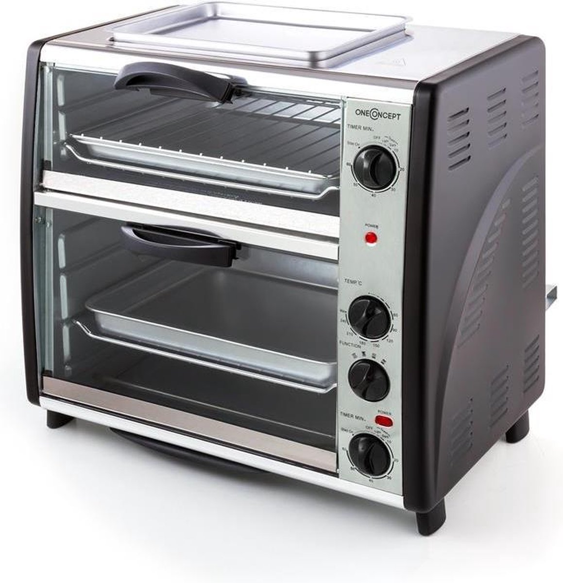 Klarstein Oven All-You-Can-Eat Dubbele Grill - 42L 2350W - Mini-Oven Bakoven met Draaispit - voor Keuken - Thermostaat Grillplaat Roosters - 2 Bakcompartimenten BBQ-Functie - Tafeloven thumbnail 2