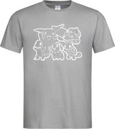 Grijs T-shirt ' Pokemon / Figuren ' Wit maat XL
