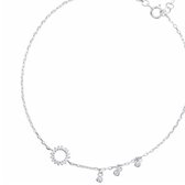 Zilveren enkelketting-26 cm- rondje- Enkelbandje-drie Zirkonia hangertjes-Charme Bijoux