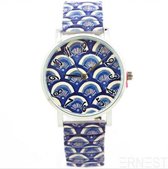 Ernest | Dames horloge met rekband | Peacock Donkerblauw