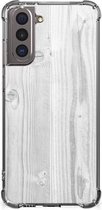 Telefoonhoesje  Samsung Galaxy S21 Smartphone hoesje met transparante rand Wit Hout