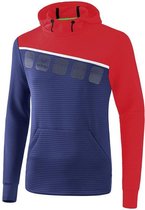 Erima Teamline 5-C Sweatshirt met Capuchon Kind New Navy-Rood-Wit Maat 164
