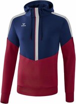 Erima Squad Sweatshirt Met Capuchon New Navy-Bordeaux Grijs Maat XL