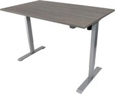 Zit-sta bureau 140x80 cm. – Elektrisch verstelbaar – Frame: grijs – Blad: Logan eik