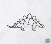 Laserfabrique Wanddecoratie - Geometrische Dino - Medium - Zwart - Geometrische dieren en vormen - Houten dieren - Muurdecoratie - Line art - Wall art