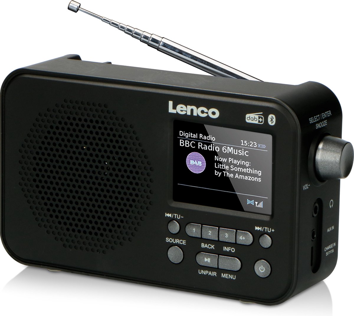 Lenco PDR035BK Draagbare DAB Radio met FM, DAB+ en Bluetooth® AUX