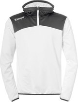 Kempa Emotion 2.0 Hoody met 1-4 Rits Kind Wit-Antraciet Maat 140